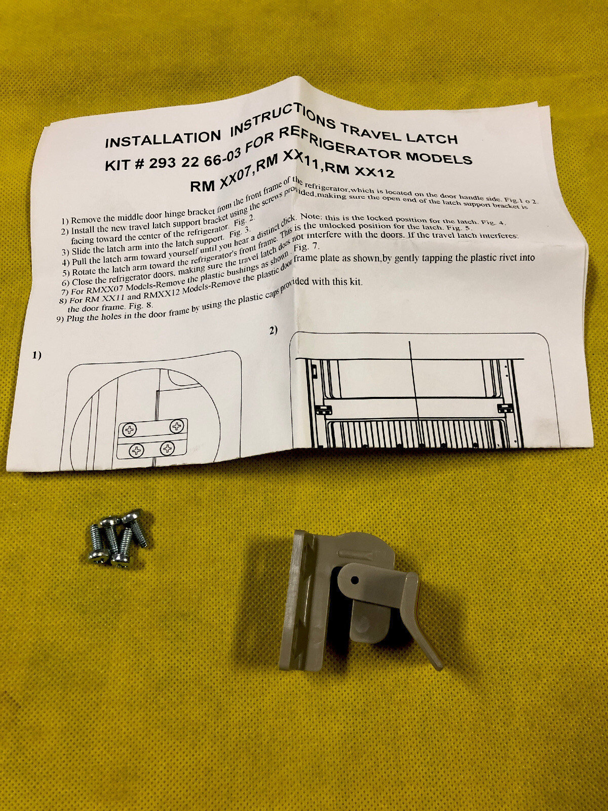 Dometic RV Refrigerator Travel Latch Kit 293226.603 fits RM2807 and RM2812