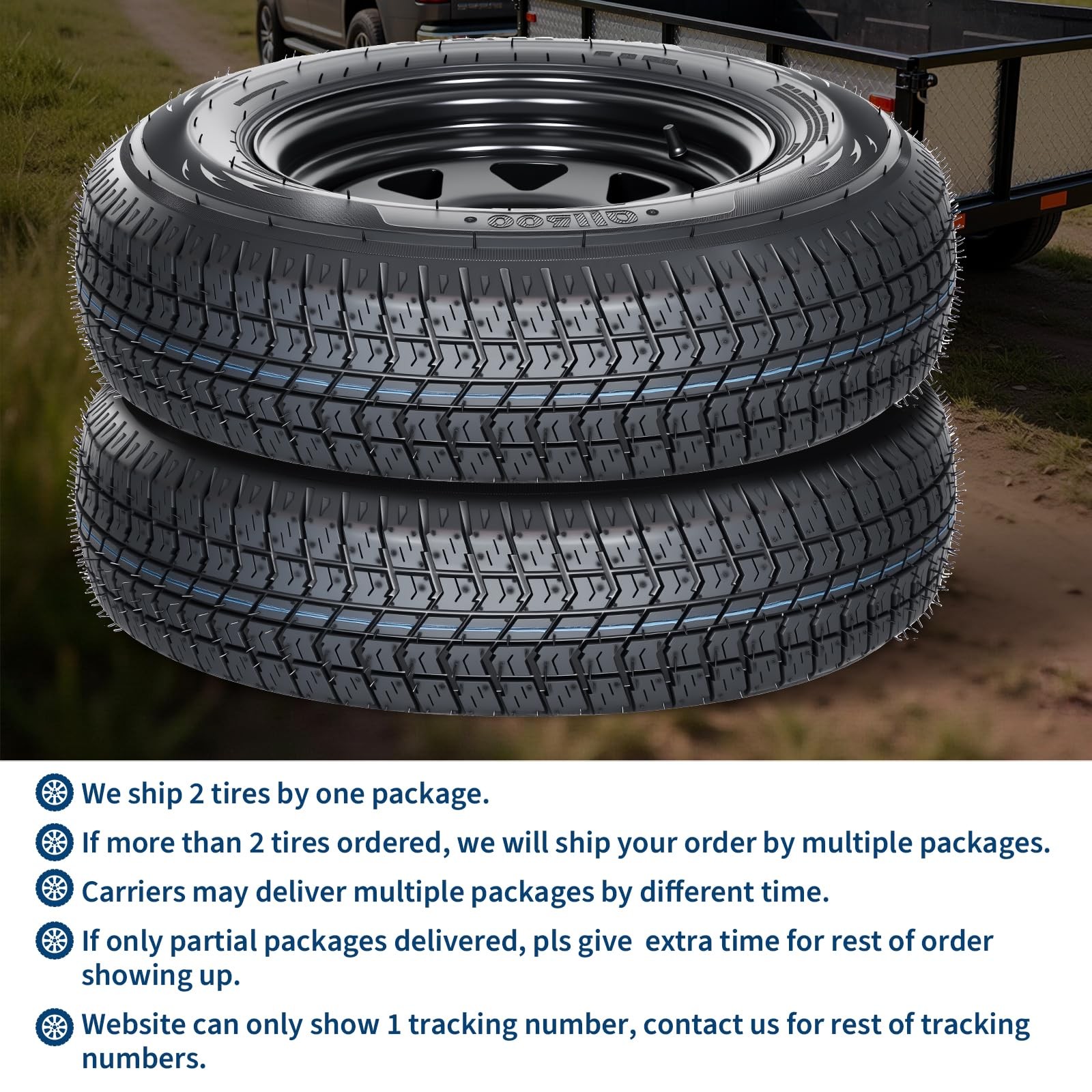 Set Of 4 ST205/75D14 205 75 14 Trailer Tires & Wheels 14″ Rims 5 Lug on 4.5″ 6PR