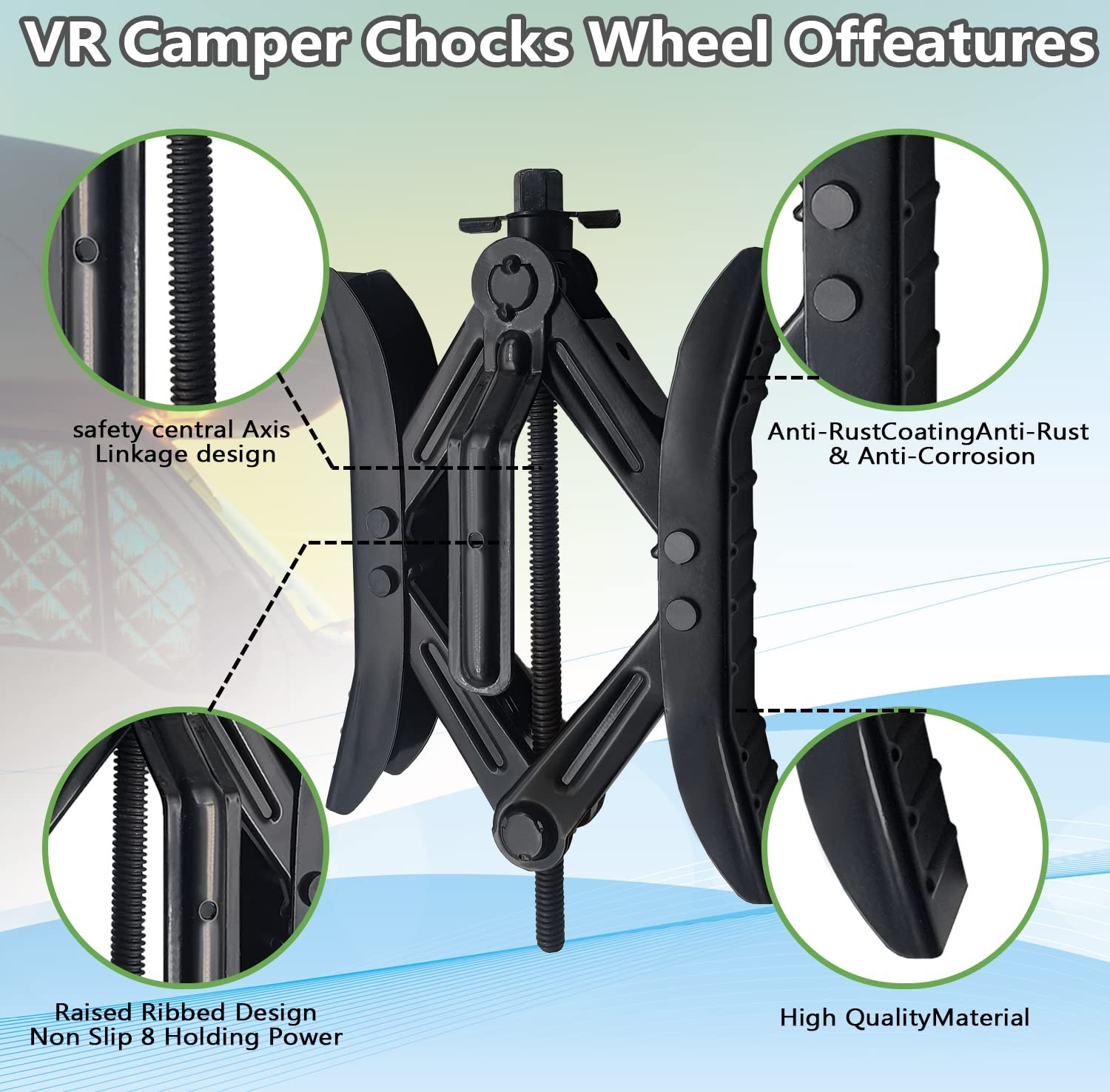 RV Wheel Chock Stabilizer Scissor Set with Ratchet Tool Kit for Stability