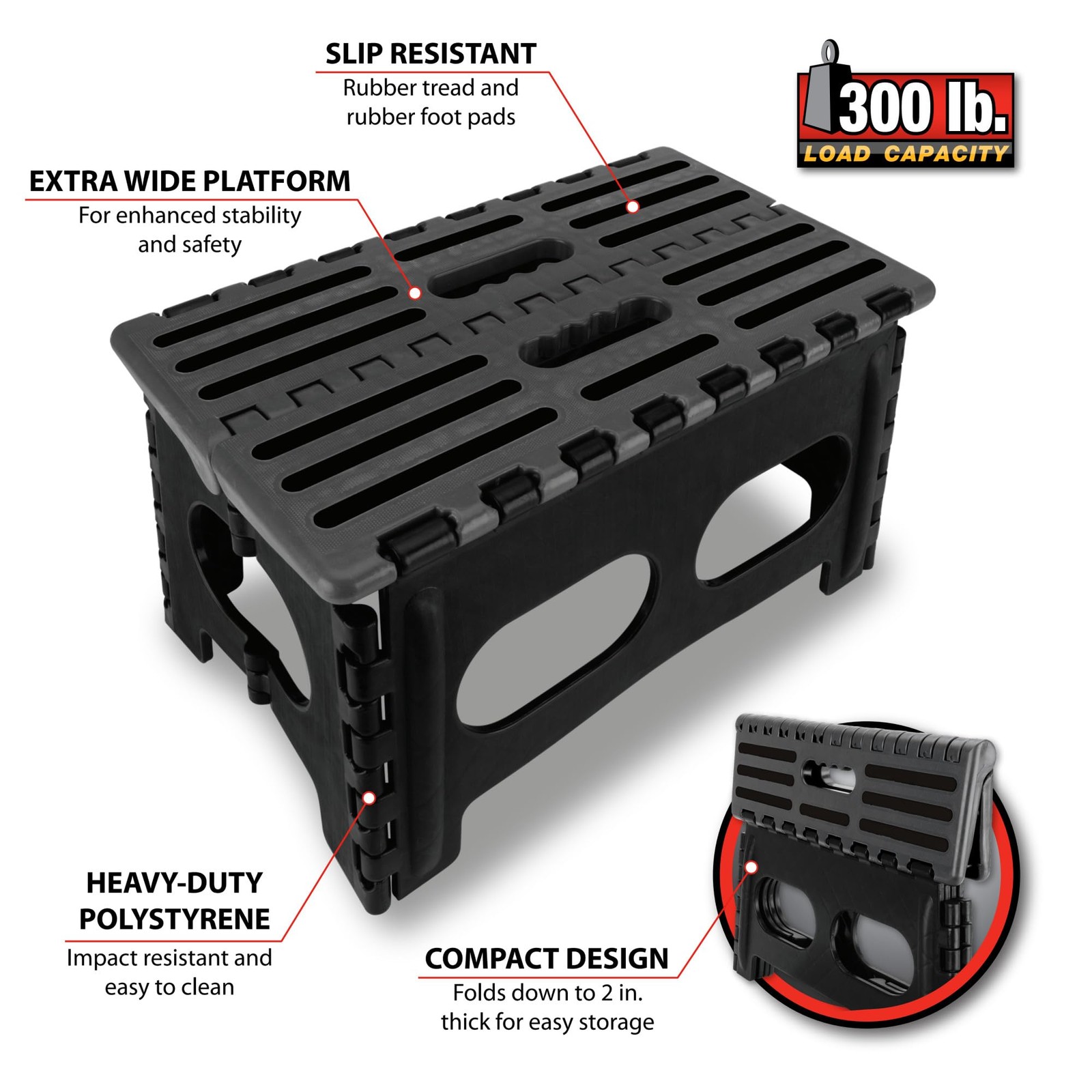 Heavy Duty Folding Step Stool with Non-Skid Metal Platform – 300 lb Capacity