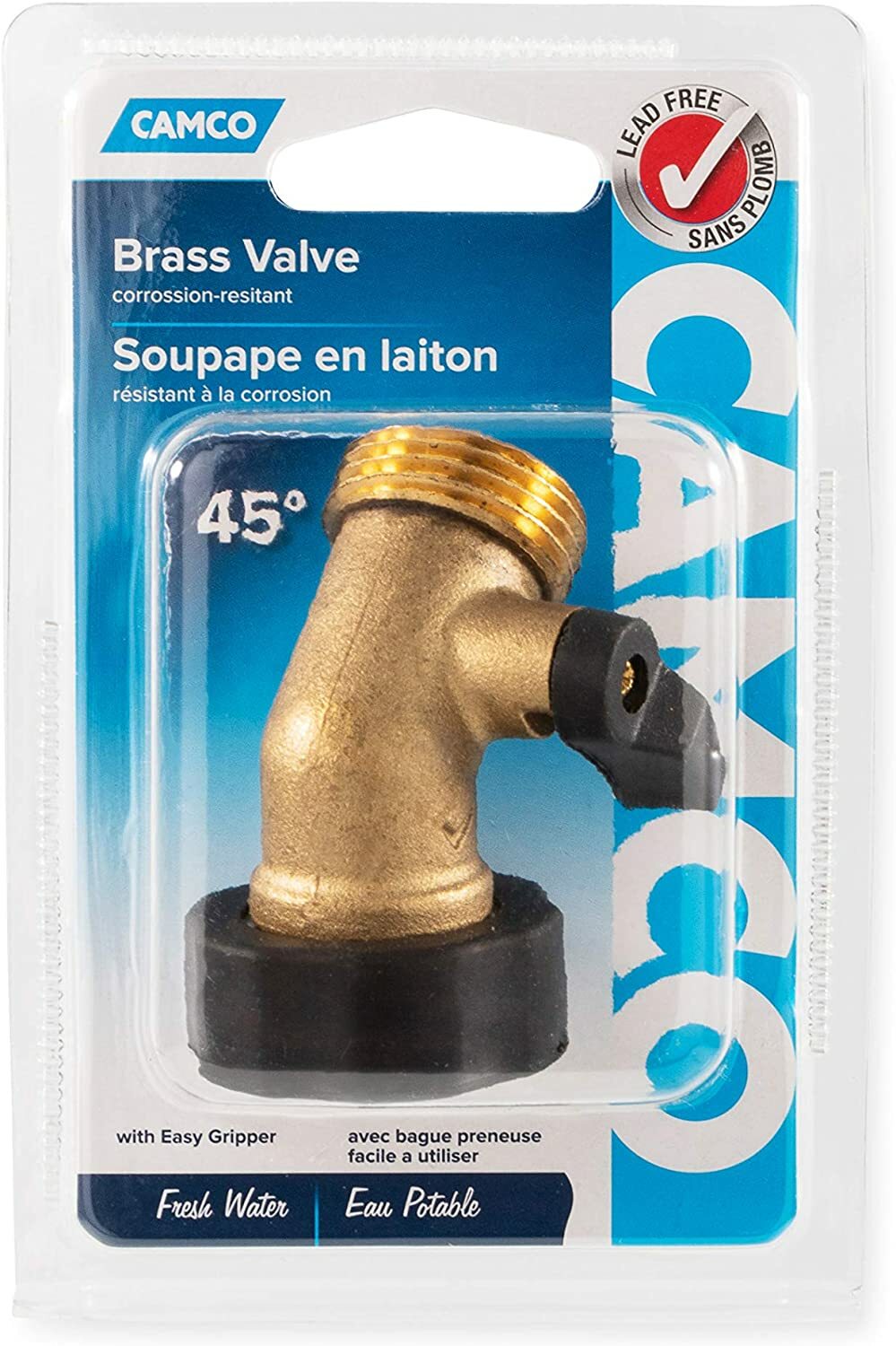 Camco 20173 Brass 45 Degree Water Shut-Off Valve