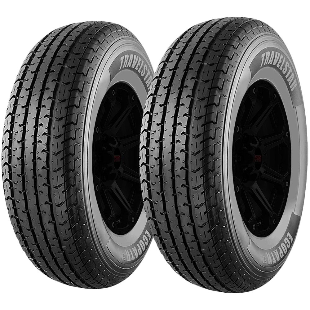 (QTY 2) ST205/75R15 Travelstar Ecopath ST 107/102M LRD Black Wall Tires
