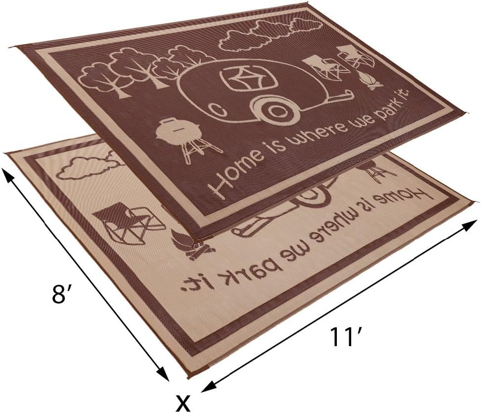 Lightweight and Stylish 8′ x 11′ Reversible Mat – Perfect for Gardens & RVs