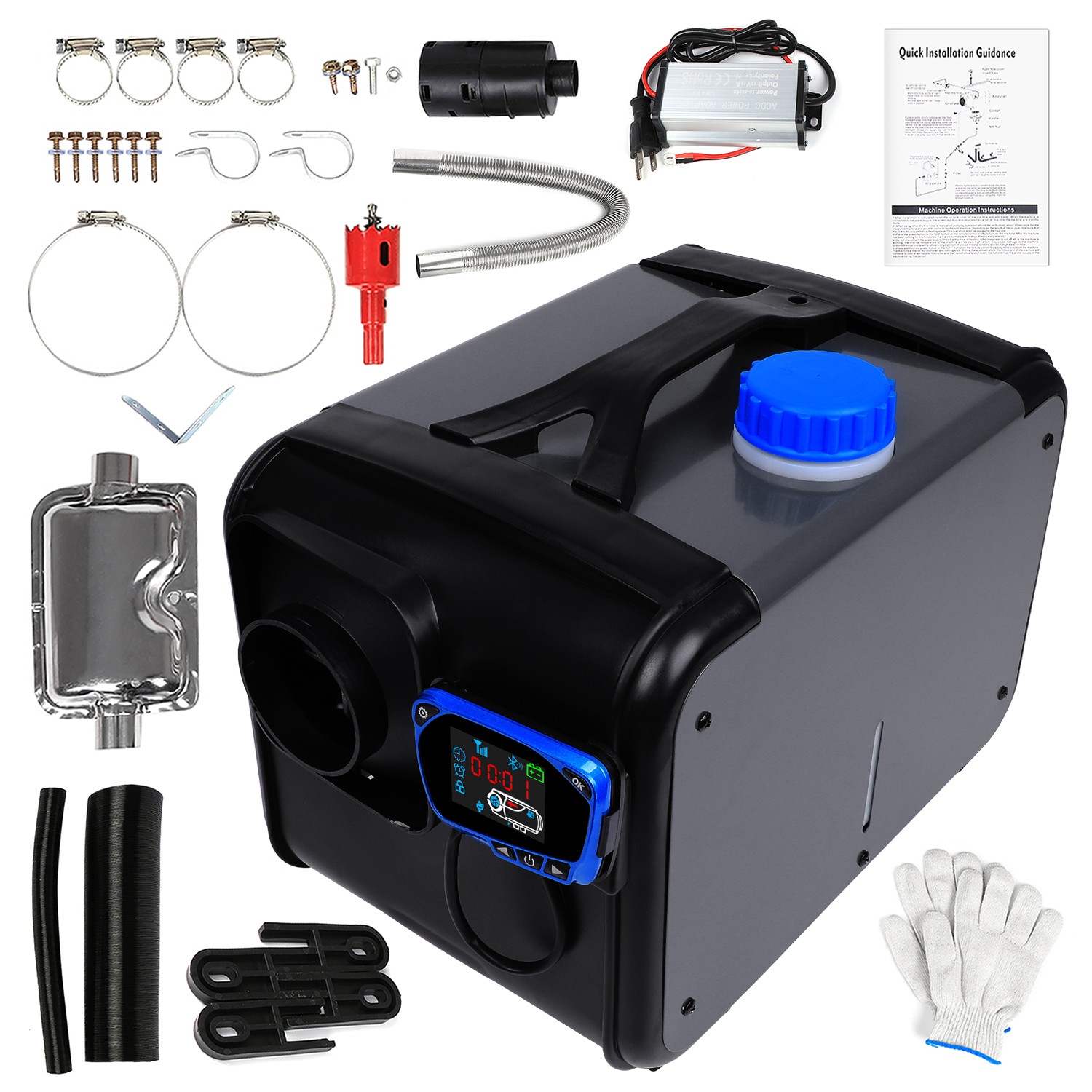 5KW Diesel Air Heater 12V/24V APP Bluetooth & 110V AC Adapter For Car RV Indoors
