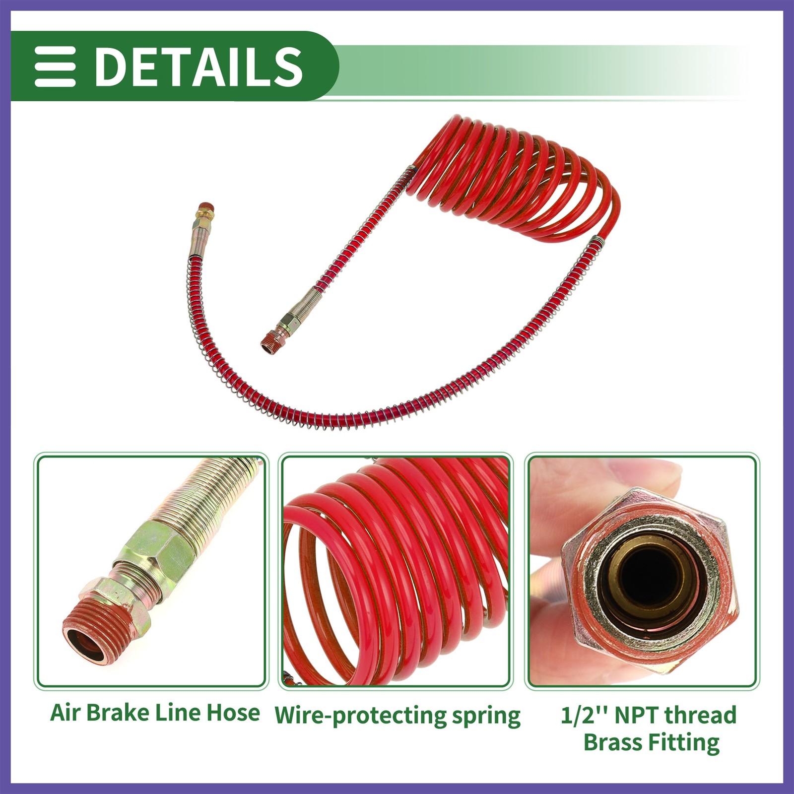 15 Feet Air Brake Hose Oil Cooler Coiled Long Tail Line 12 Circle