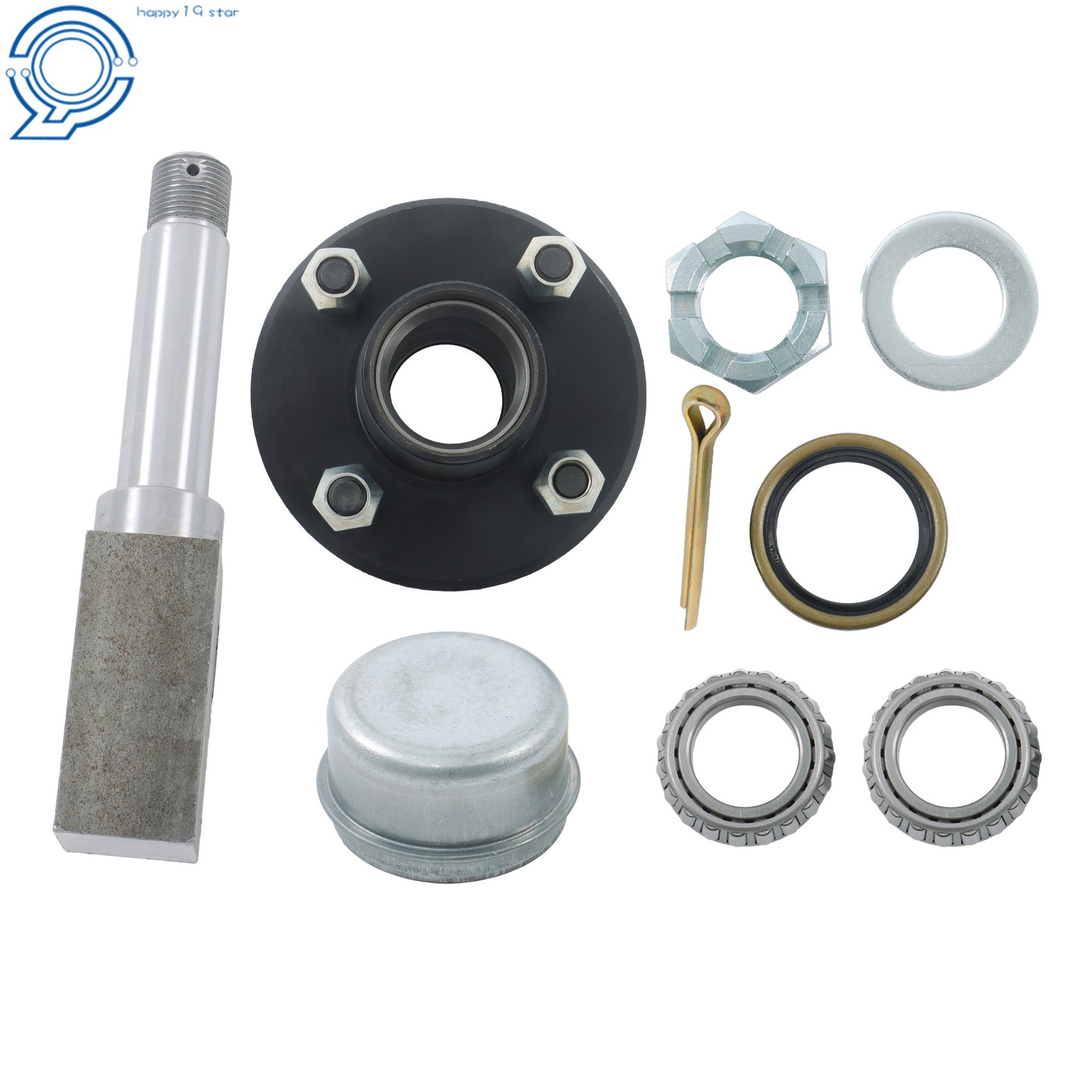 For 2,200 lb Axles 4 on 4′ Trailer Hub Kit & Square BT16 Spindle W/ Bearing Kit