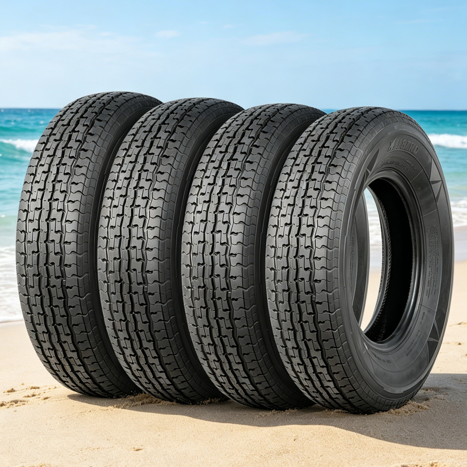 4PCS ST175/80R13 Trailer Tire 175 80 13 Semi-Steel 8PR Load D Tubeless Long-Last