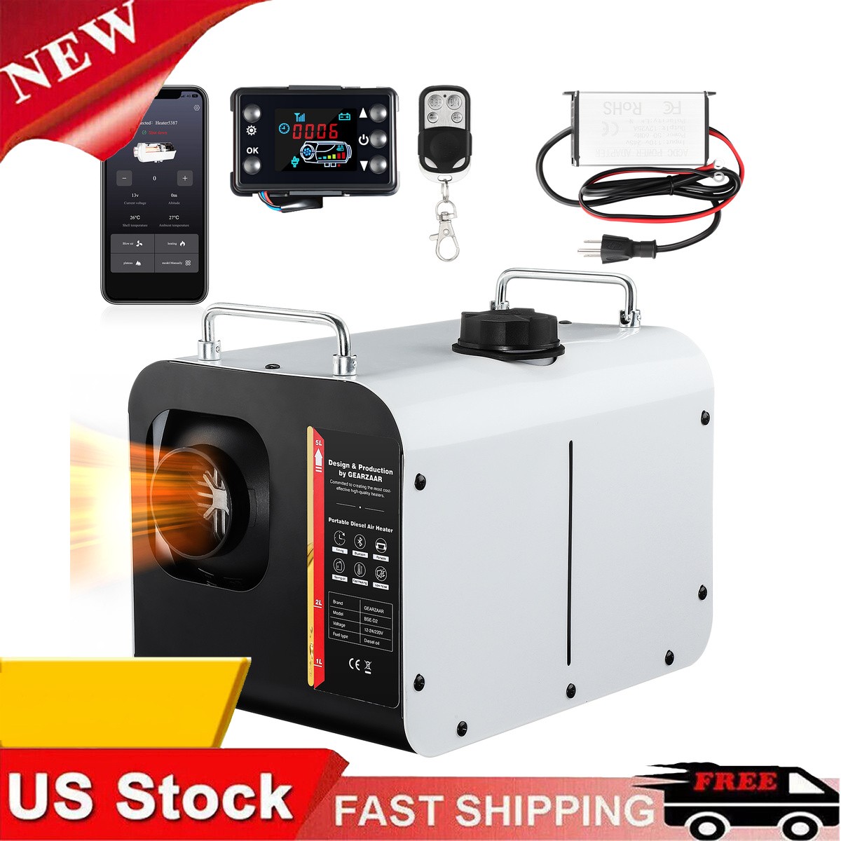 All in One portable heater for Camper Boat Van diesel air heater LCD Display