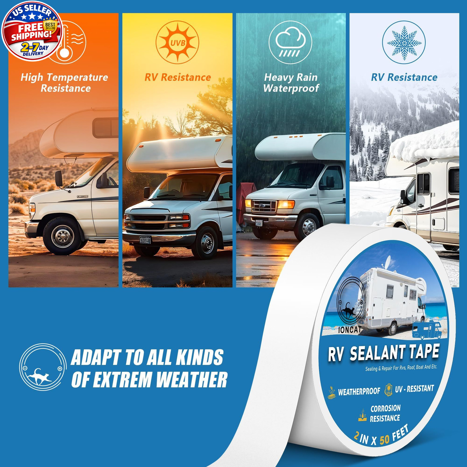 RV Roof Sealant Tape, 2 Inch X 50 Feet RV Repair Seal Tape for Camper Trailer Bo