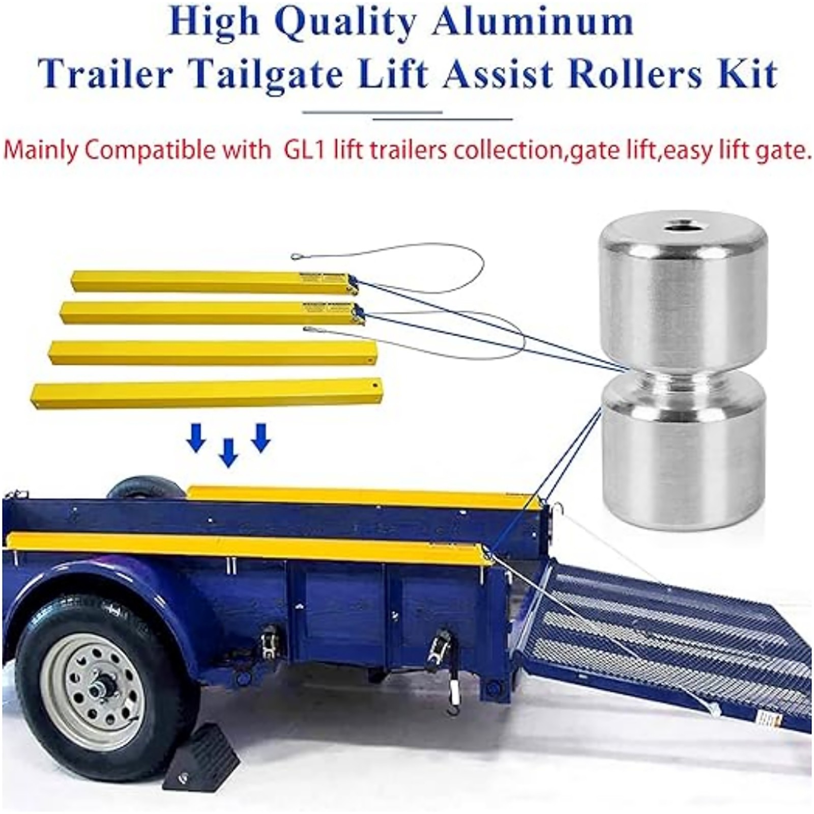 Aluminum Alloy 2Pcs Roller For Gorilla Lift Utility Trailer Tailgate Lift Assist