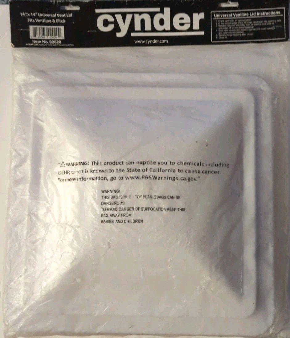 Cynder Universal Replacement Vent Lid Ventline RV Elixir White 14″x 14″ Camper