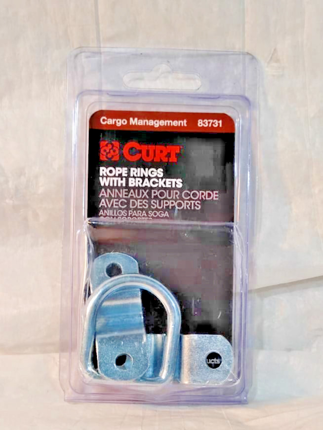 CURT 83731 1 x 1-1/4-Inch Surface-Mounted Trailer D-Ring Tie Down Anchors, 2,400