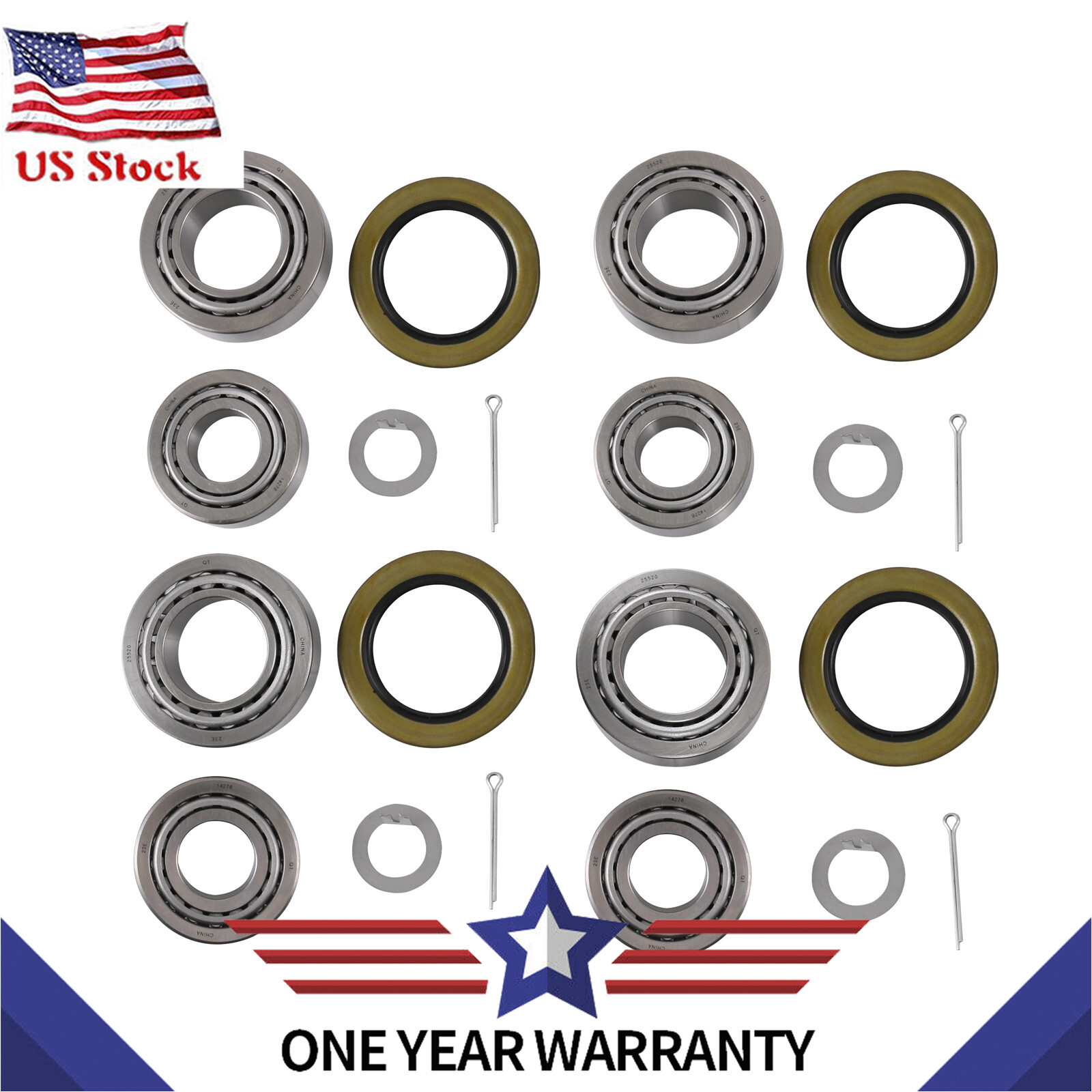 4pcs Trailer Kit Bearing Hub Wheel For 5200-7000 Lb with Double Lip Grease Seals