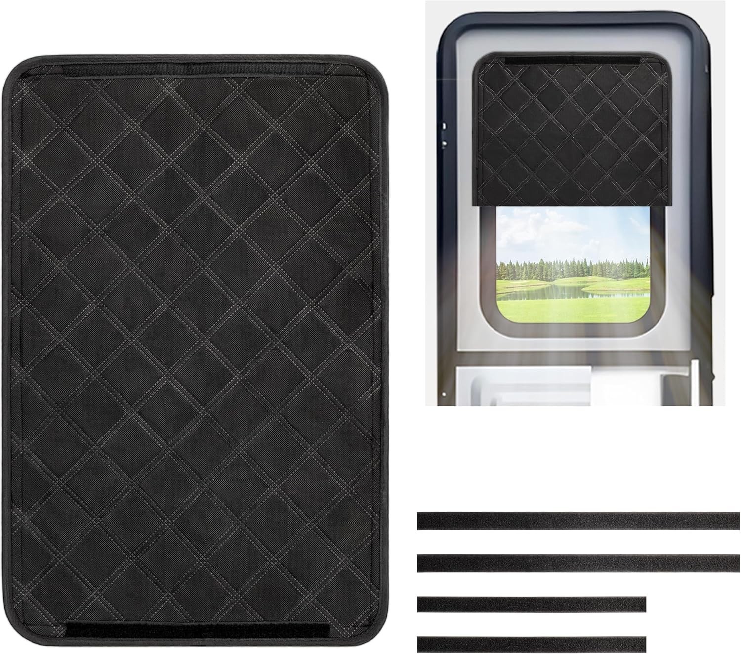 Rv Door Window Shade,Foldable Camper Sun Shade 16″ x 25″ Black, Black
