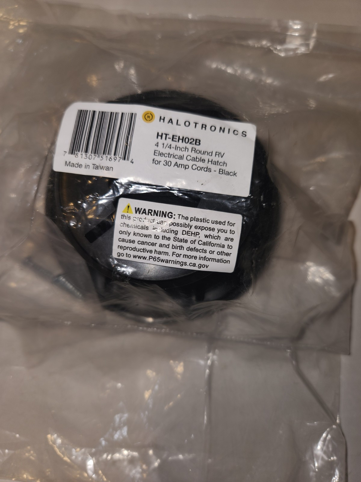 Halotronics RV 4 1/4-inch Round Electrical Cable Hatch for 30 Amp Cords (black)
