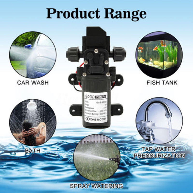 12V High Pressure Water Pump 130PSI Self Priming Diaphragm RV Home Auto Switch