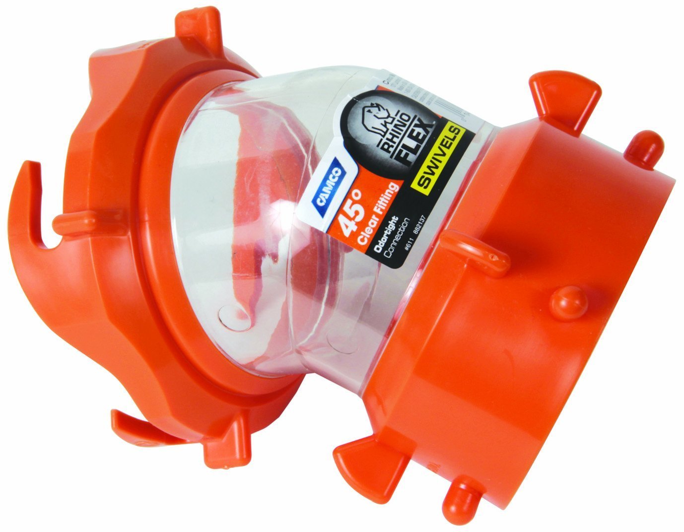 Camco RhinoFLEX Clear 45 Degree RV Sewer Hose Swivel Fitting Dump Holding Tank