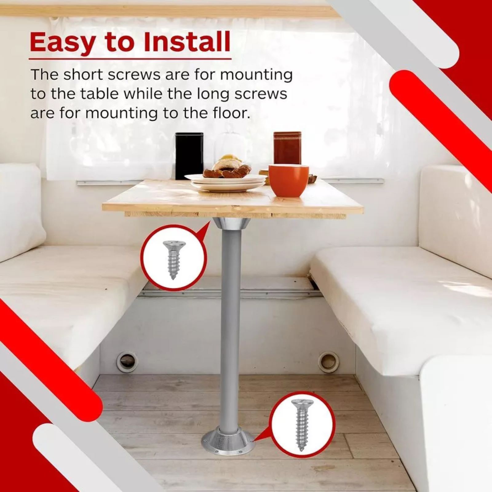 2Pcs RV Table Bases Aluminium Floor Fixed Mounting Pedestal Accessories Camper Q