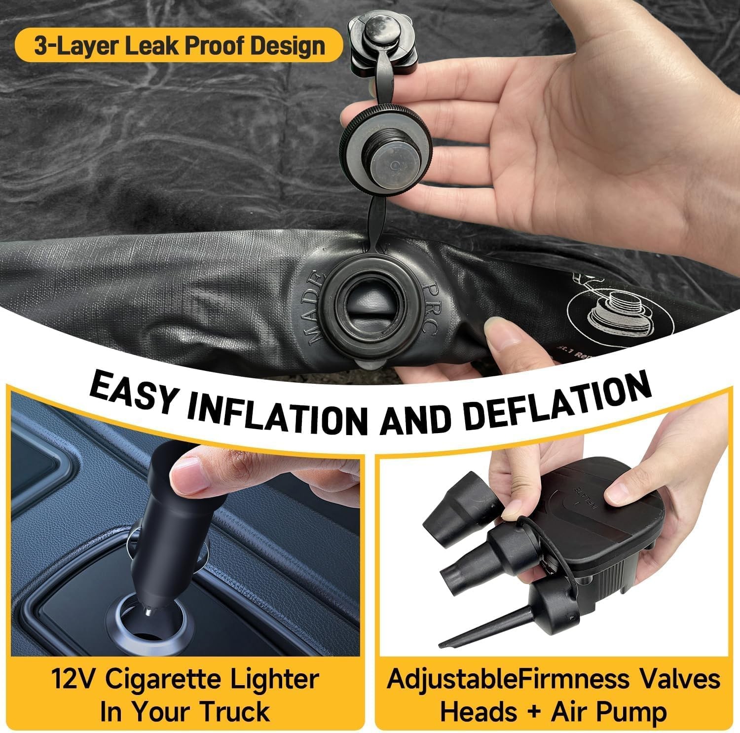 Umbrauto Air Mattress for 5.5-5.8 ft Full-Size 5.5-5.8ft(Full Size), Black