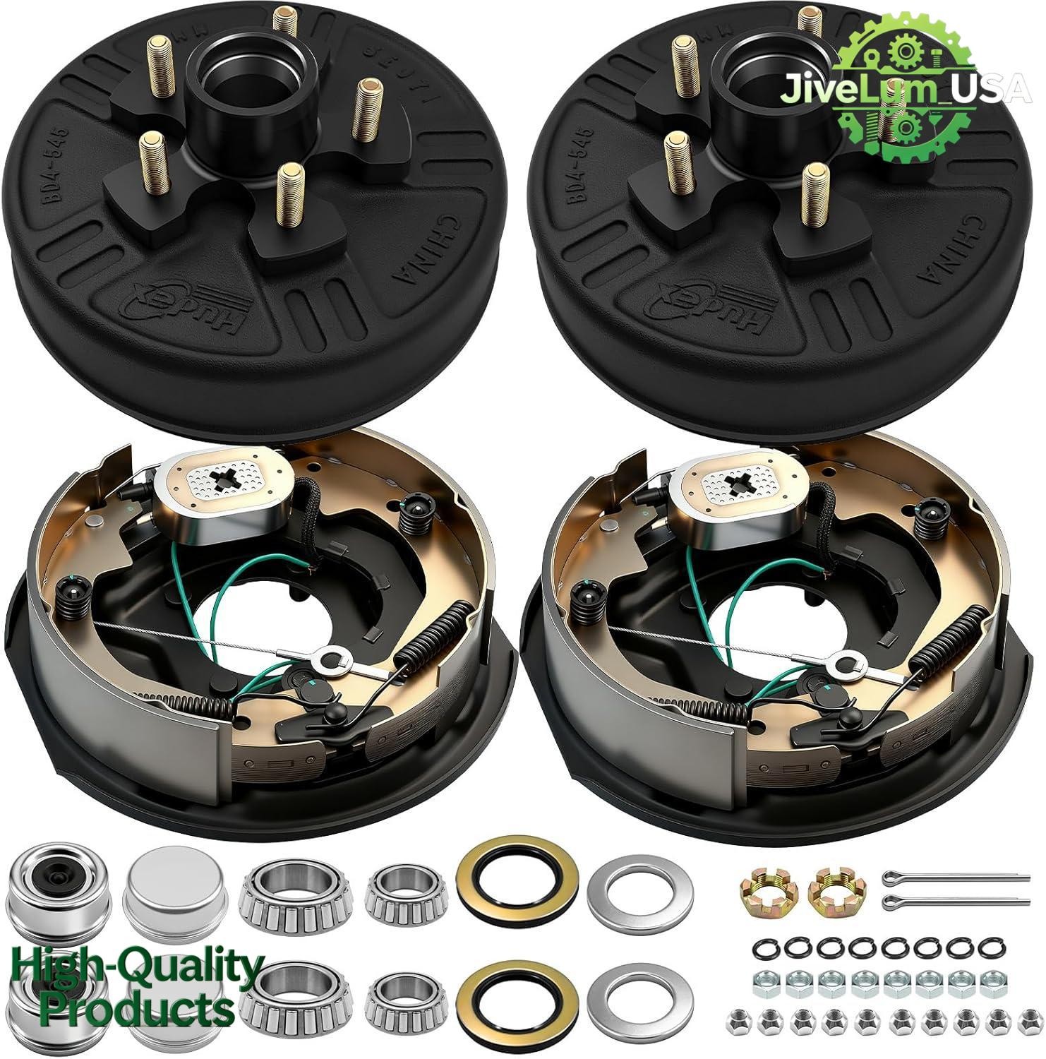 Electric Trailer Self Adjusting Brake 5-4.5″ Hub Drum Kit For 3500 lb Axle