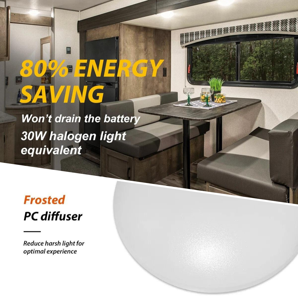 4PCS 12V 4.5in LED Ceiling DownLight Fixtures RV Camper Under cabinet Lamp 3500K