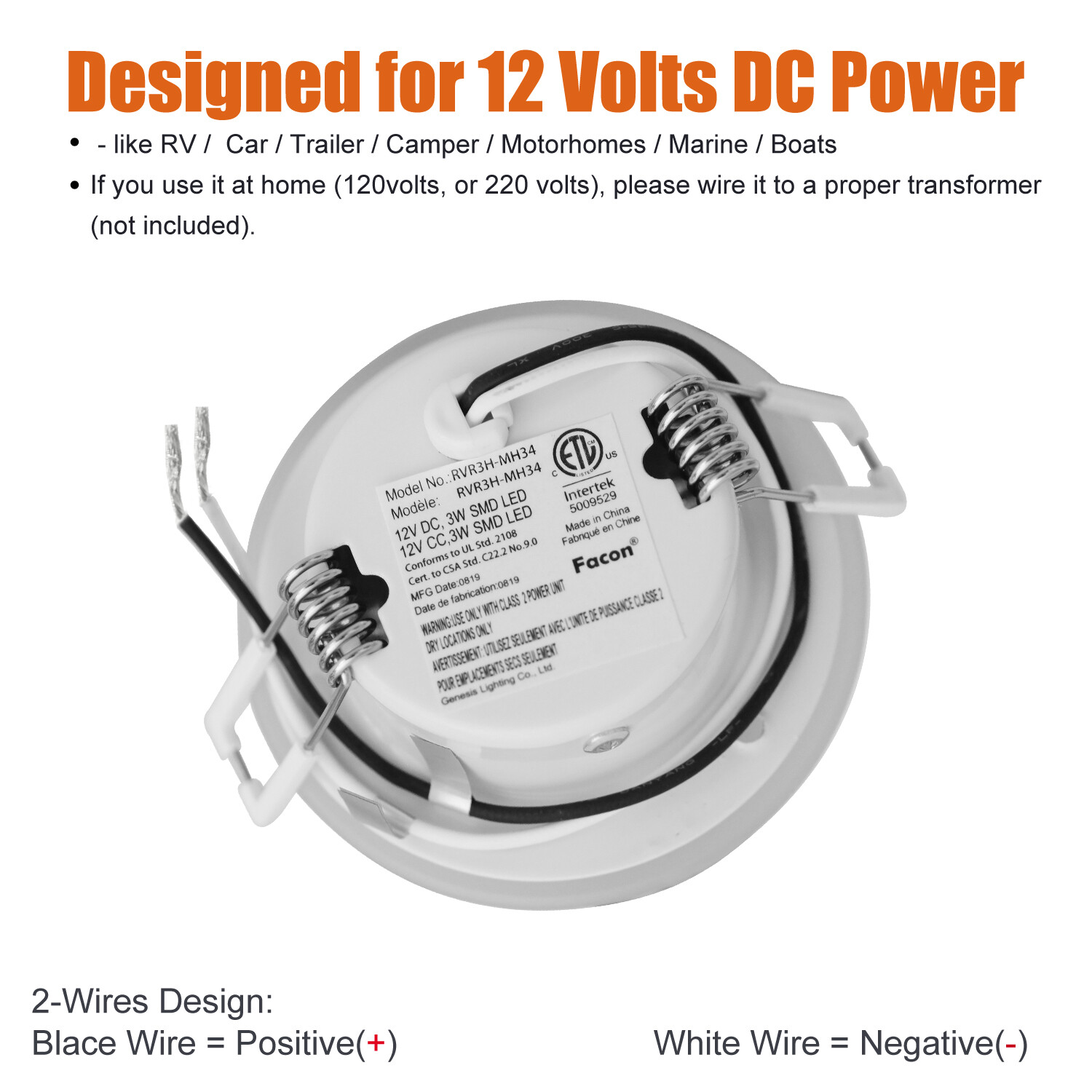 6Pcs 3Inch LED 12V RV Recessed Light Downlight Camper Boat 4000K Neutral White