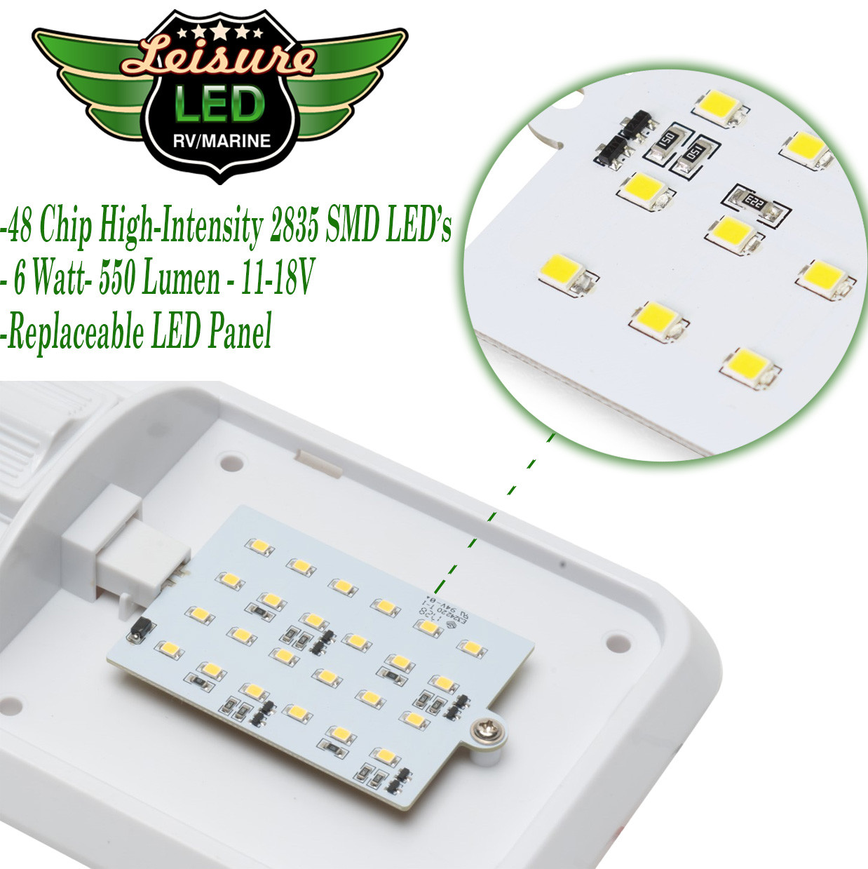 Leisure LED RV Interior Led Ceiling Light Boat Camper Trailer double Dome 12V