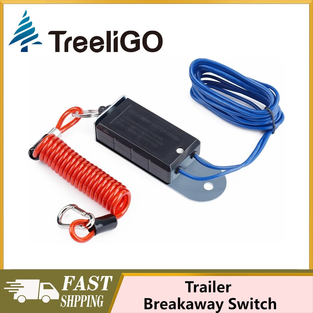 Treeligo 1.9M Trailer Breakaway Switch with 6 FT Coiled Trailer Brake Away Cable