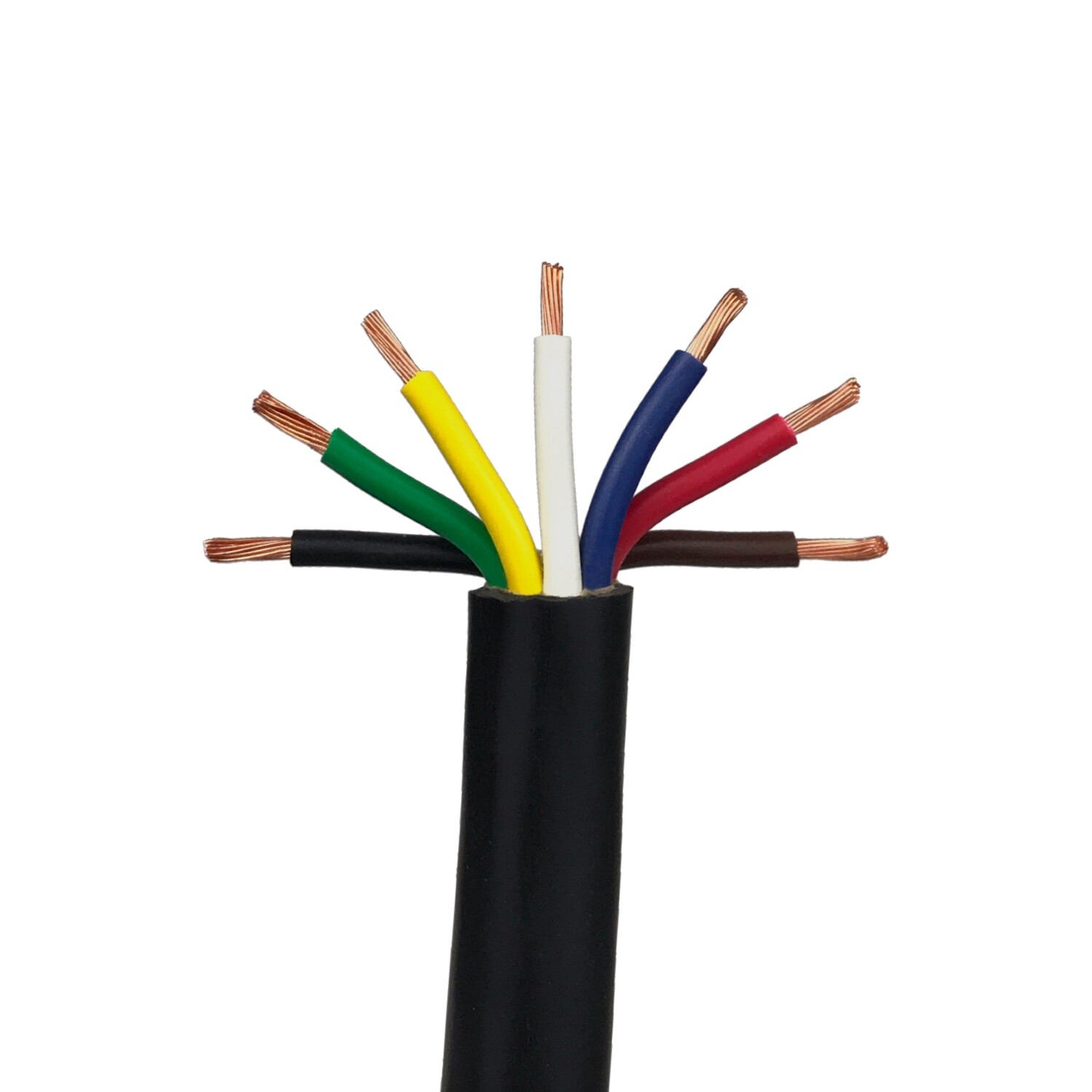 7 Conductor Trailer Cable, 14 AWG GPT, Color Coded PVC with Jacket, 12′