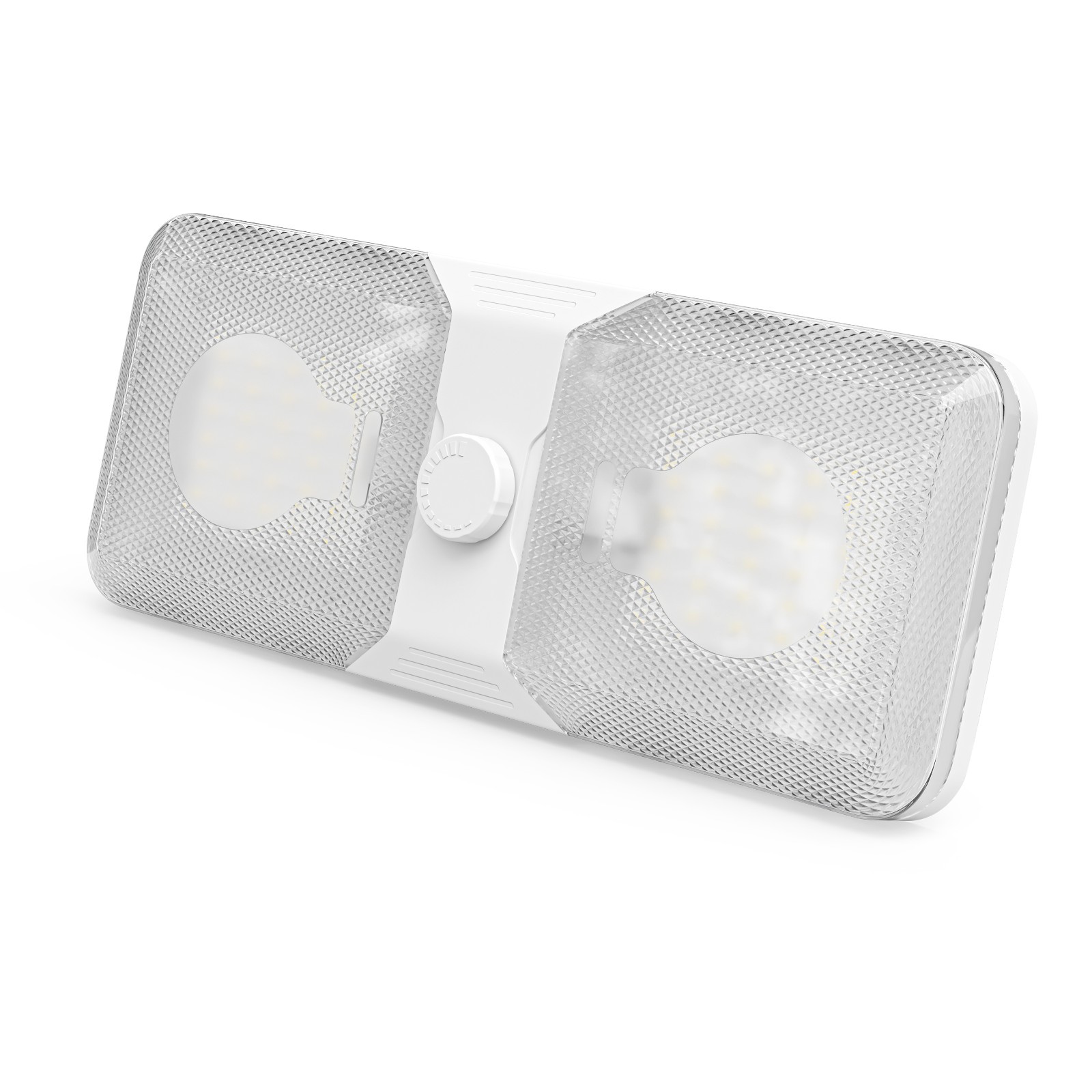 RV LED 12v CEILING FIXTURE DOUBLE DOME LIGHT FOR CAMPER TRAILER Knob Dimmer