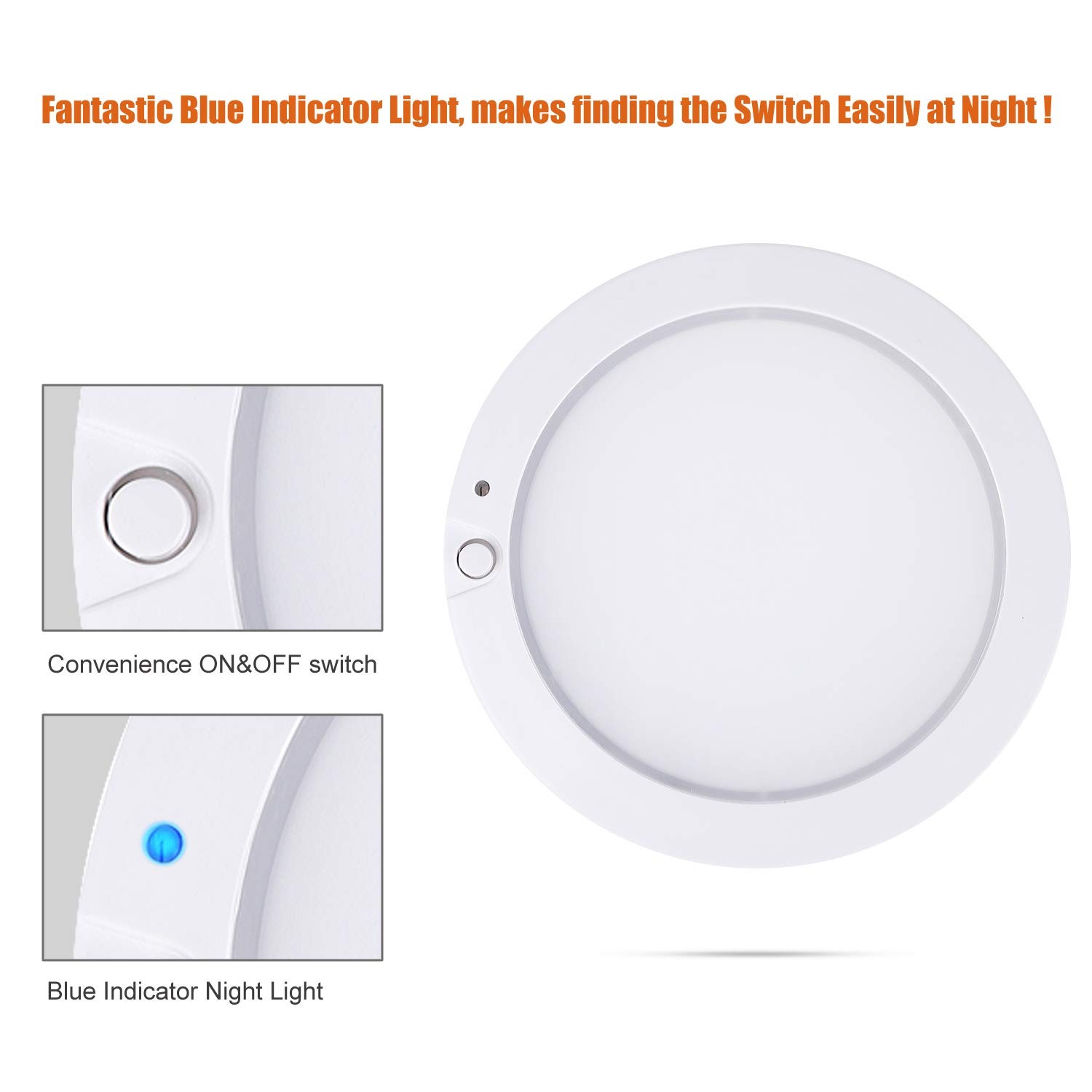 3 PCS 5 Inch LED RV Interior Dome Light 12V Surface Mount Puck Switch 4000K
