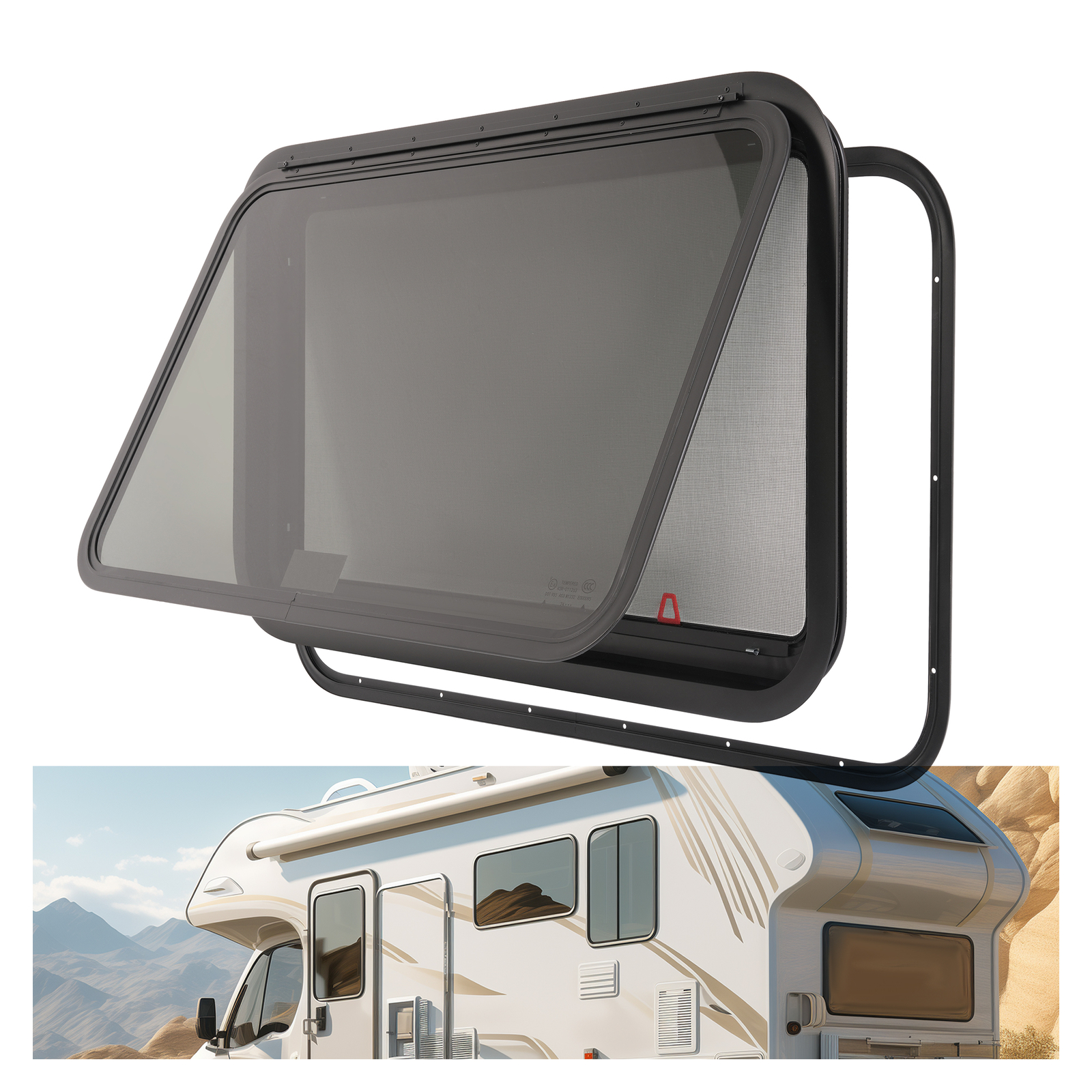For Camper Push Out Emergency 36″ W x 22″ H RV Window Exit Window Tined Glass