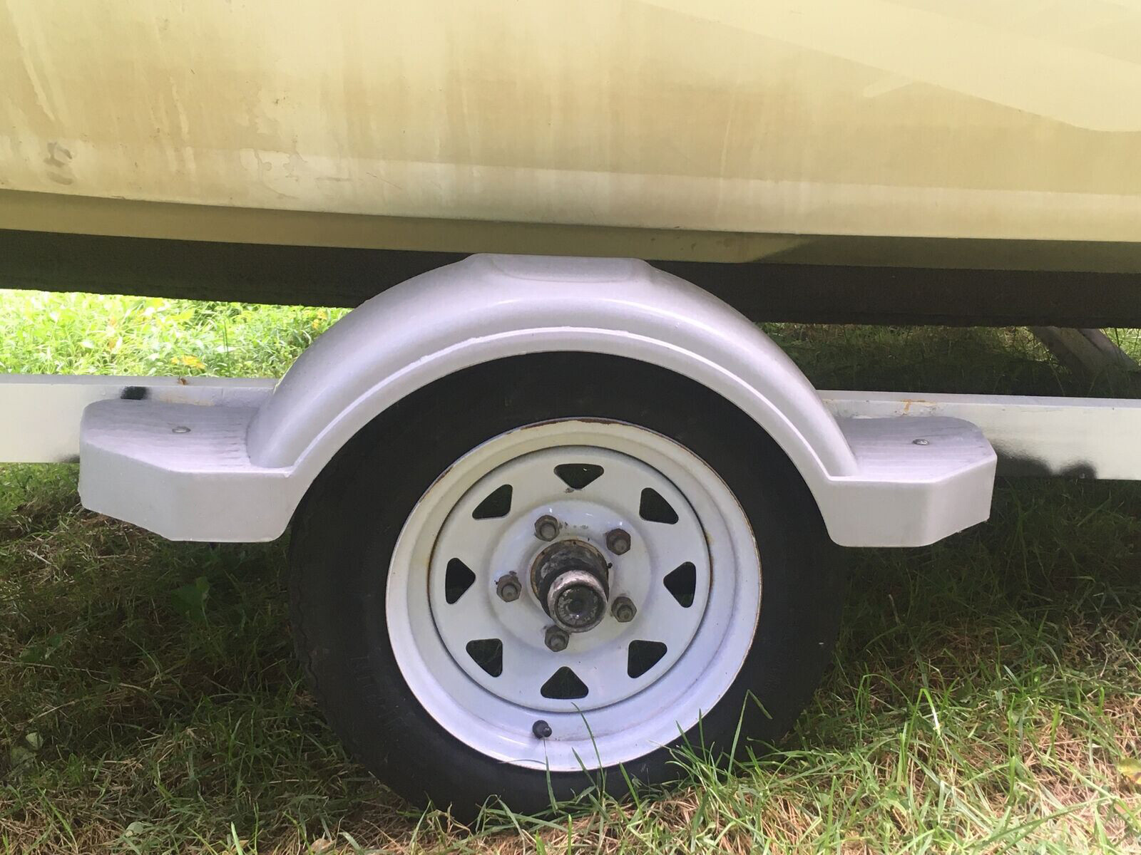 2pcs Gray Single Axle Trailer Fenders w/ Steps For 12″ Wheels Tires Skirt Boat