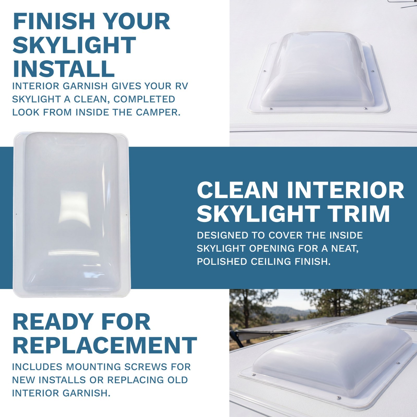 RV Skylight Interior Garnish 17″ X 24″ White Camper Skylight Motorhome/Camper