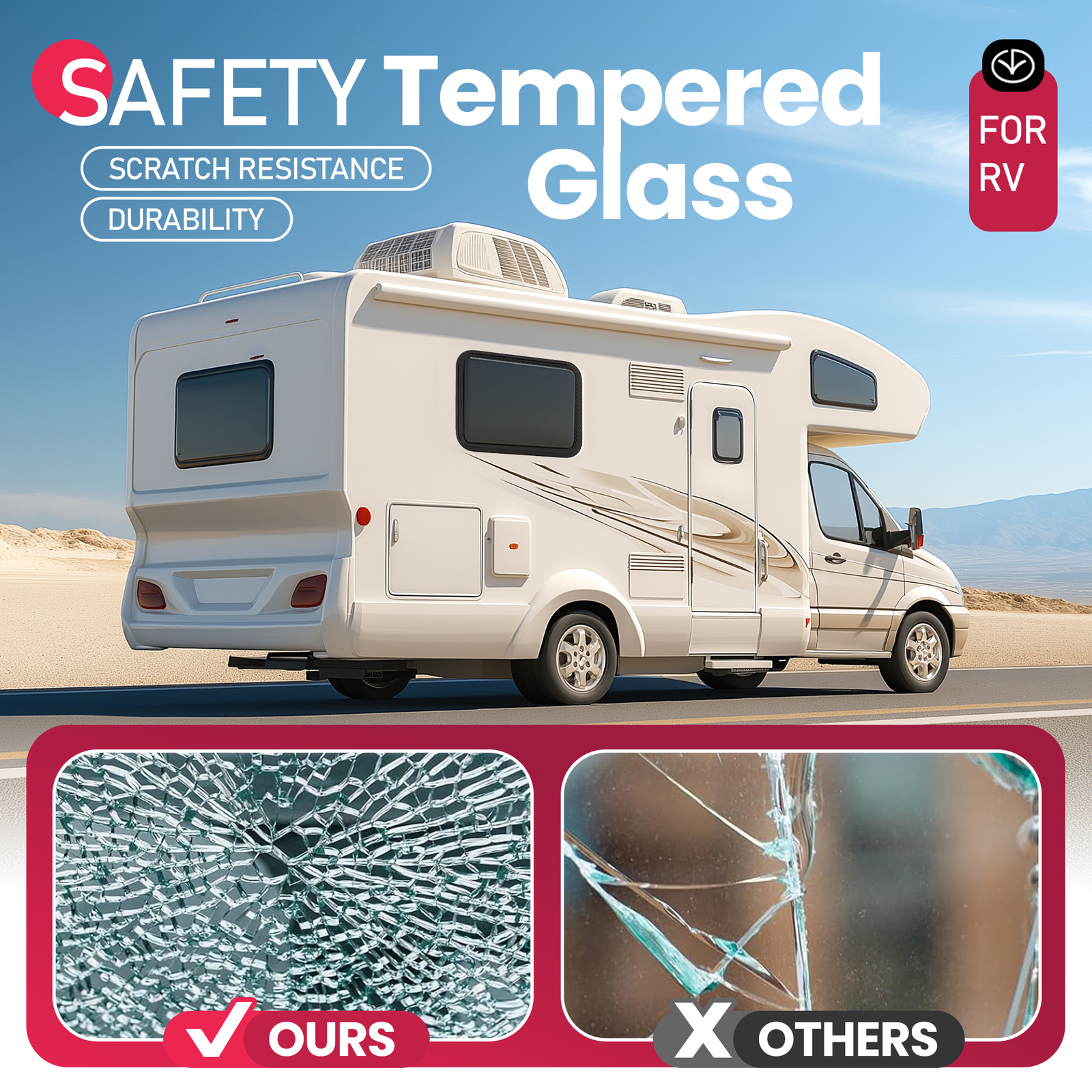 30″ x 22″ Exit RV Window W/ Removable Screen Trim Ring Dark For Camper Trailer