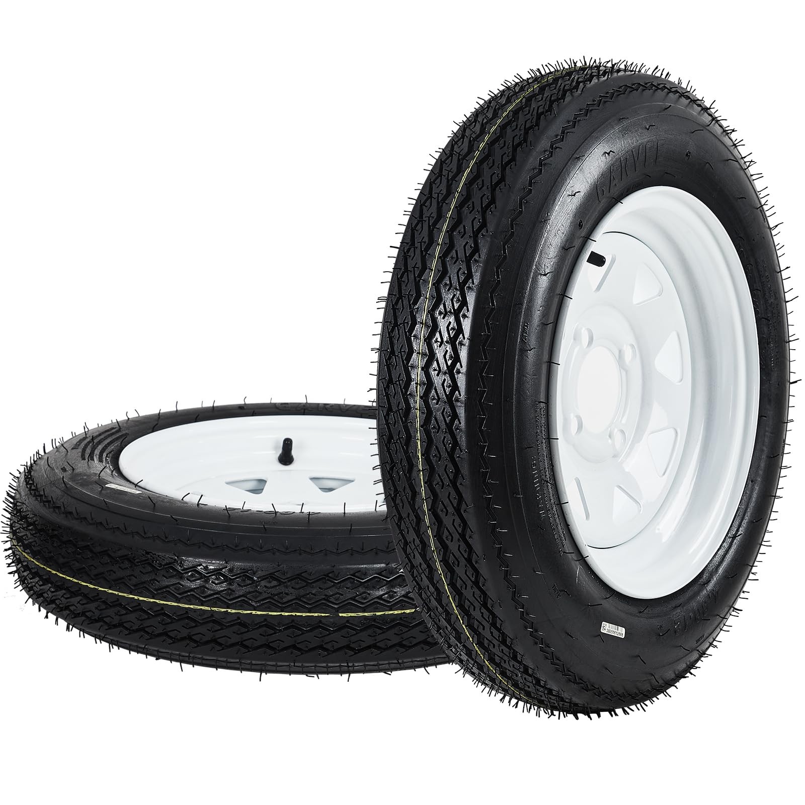 2 Pack 4.80-12 Trailer Tires with 12” Rim 4 Lug on 4” Load Range C 6PR 4.8-12