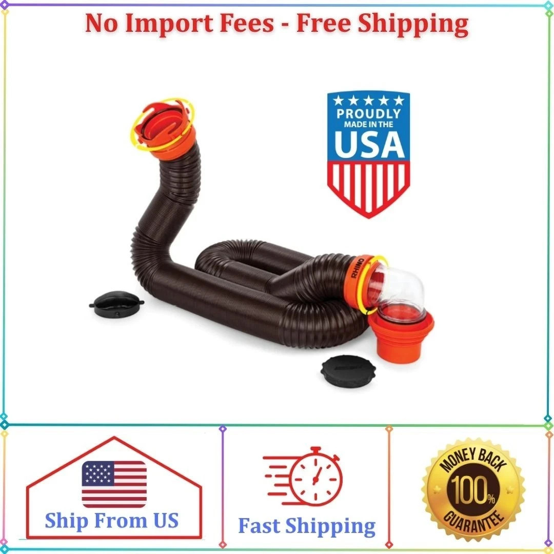 Camco RhinoFLEX 15Foot RV Sewer Hose Kit – Multicolor, 23 Mils of Polyolefin NEW