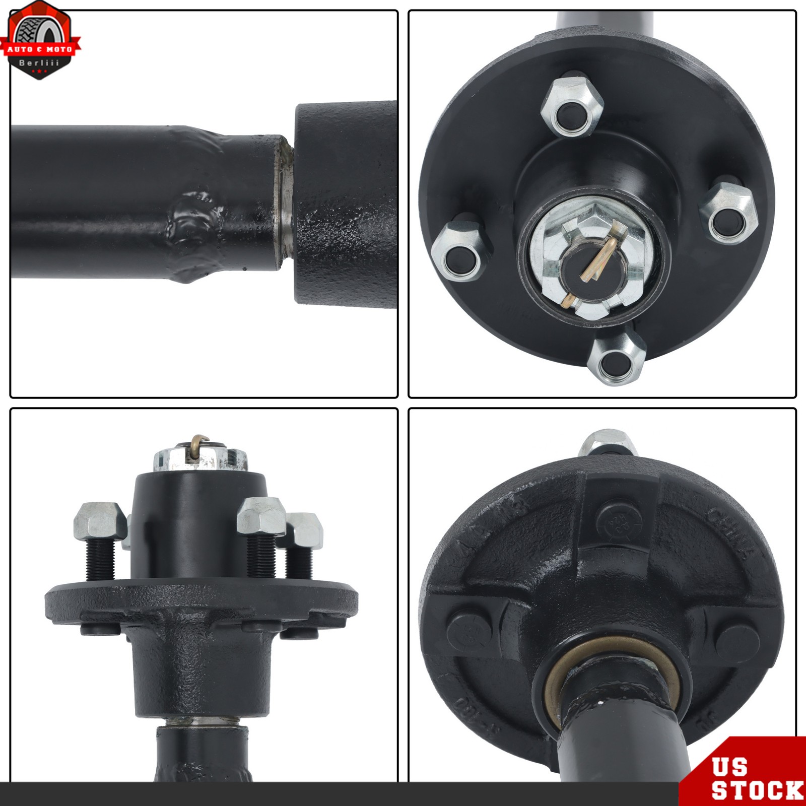 2000lbs Trailer Boat Axle 4 Lug Idler 44″/47.5″/54″/57″/58″/60″/71″/72″ Hub Face