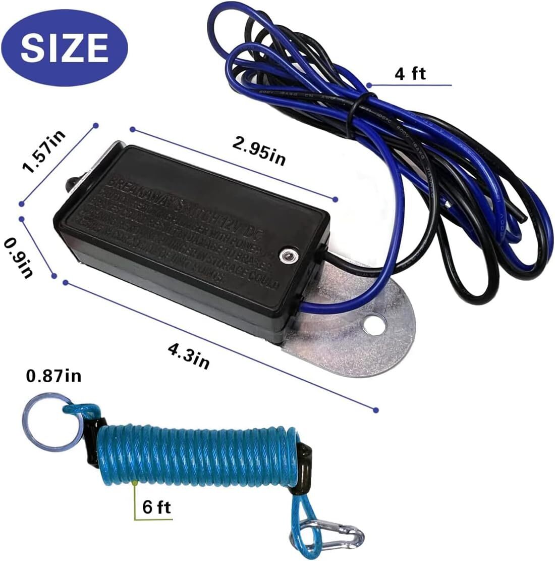 US 6Ft Trailer Breakaway Switch Trailer Break Control Kit Electric Brake Switch