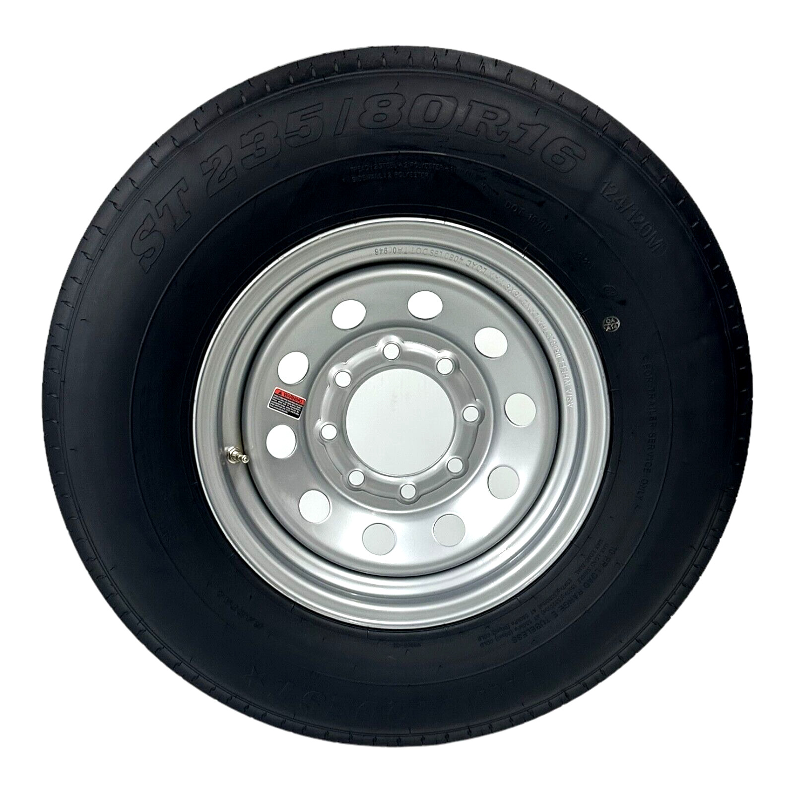 Trailer Tire On Rim ST235/80R16 Radial LRE 8 Lug 8×6.5″ Modular Silver Wheel