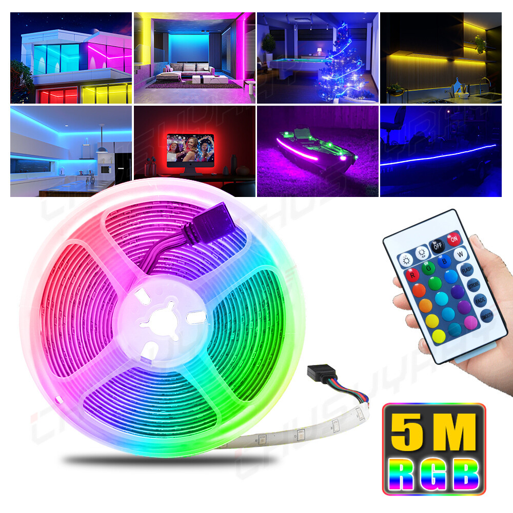 RV LED Camper Awning Boat Light Set w/IR Remote 24 key RGB 16FT 2835 waterproof
