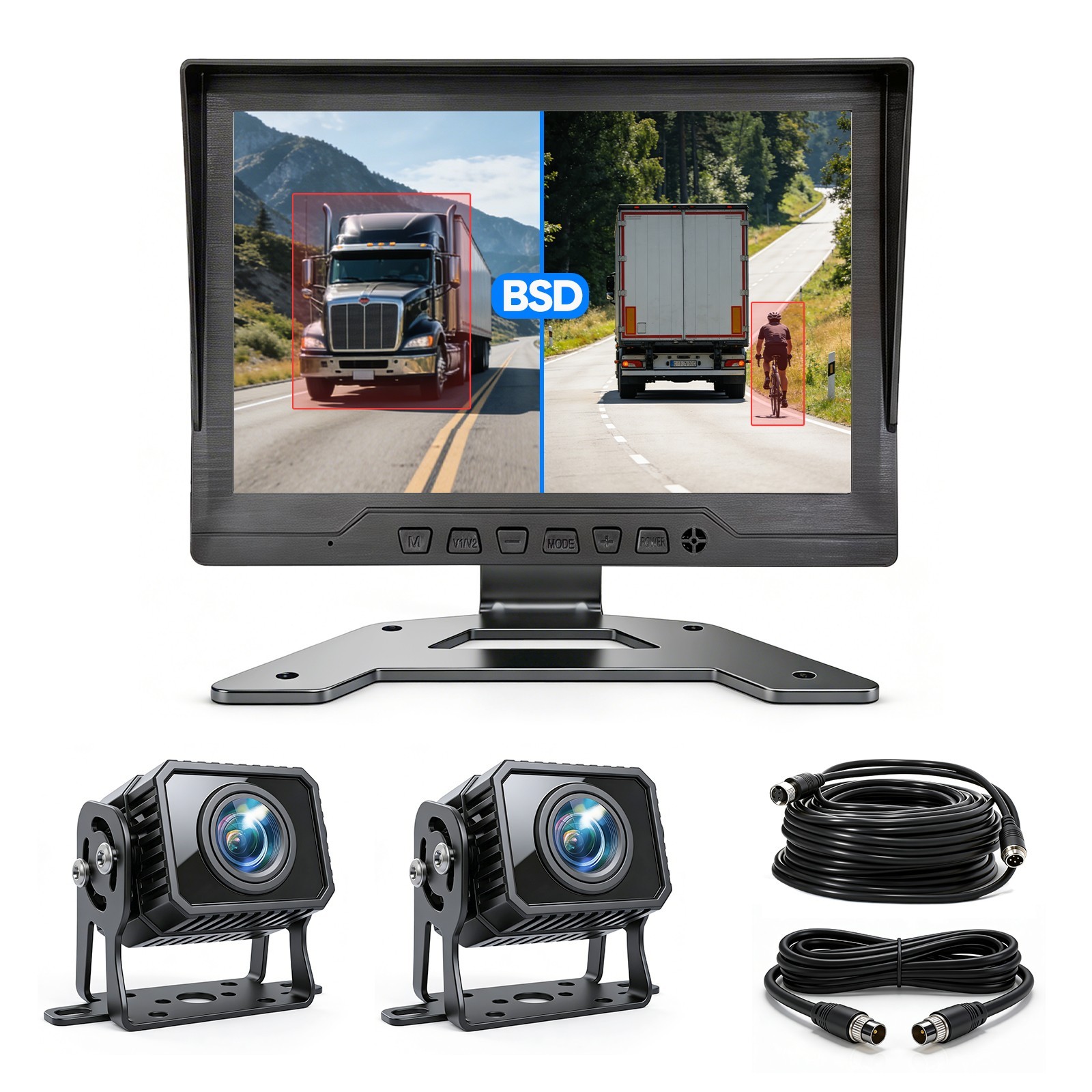 Quad RV Backup Camera System: 10.1″ Monitor 1080P Wired Rear View ADAS For Truck