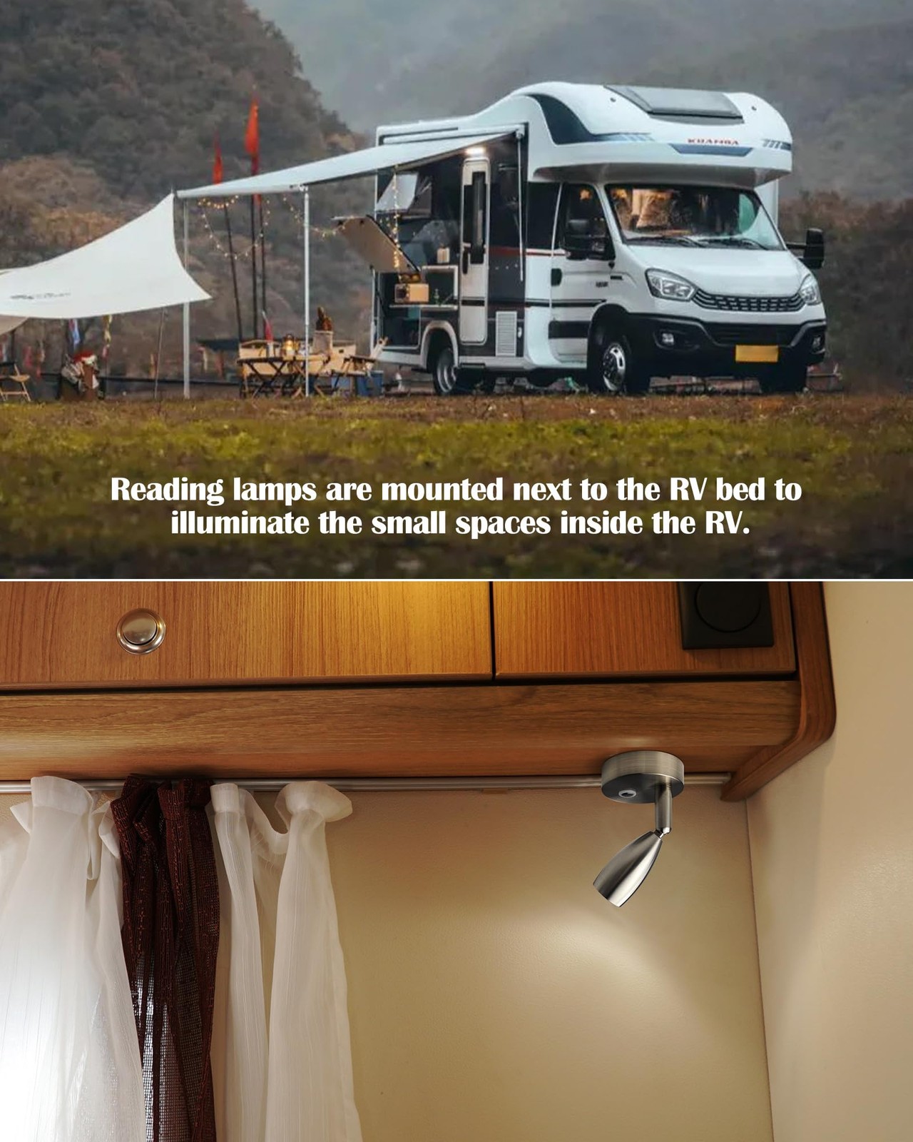 THALASSA Camper Reading Light RV 12V Fixtures Interior Lights Fixture Bedside…