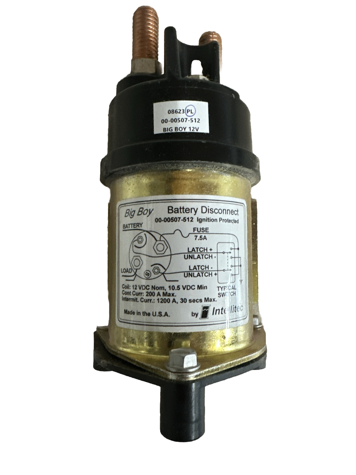 00-00507-512 Intellitec Big Boy 12V Battery Disconnect Relay 200 Amp