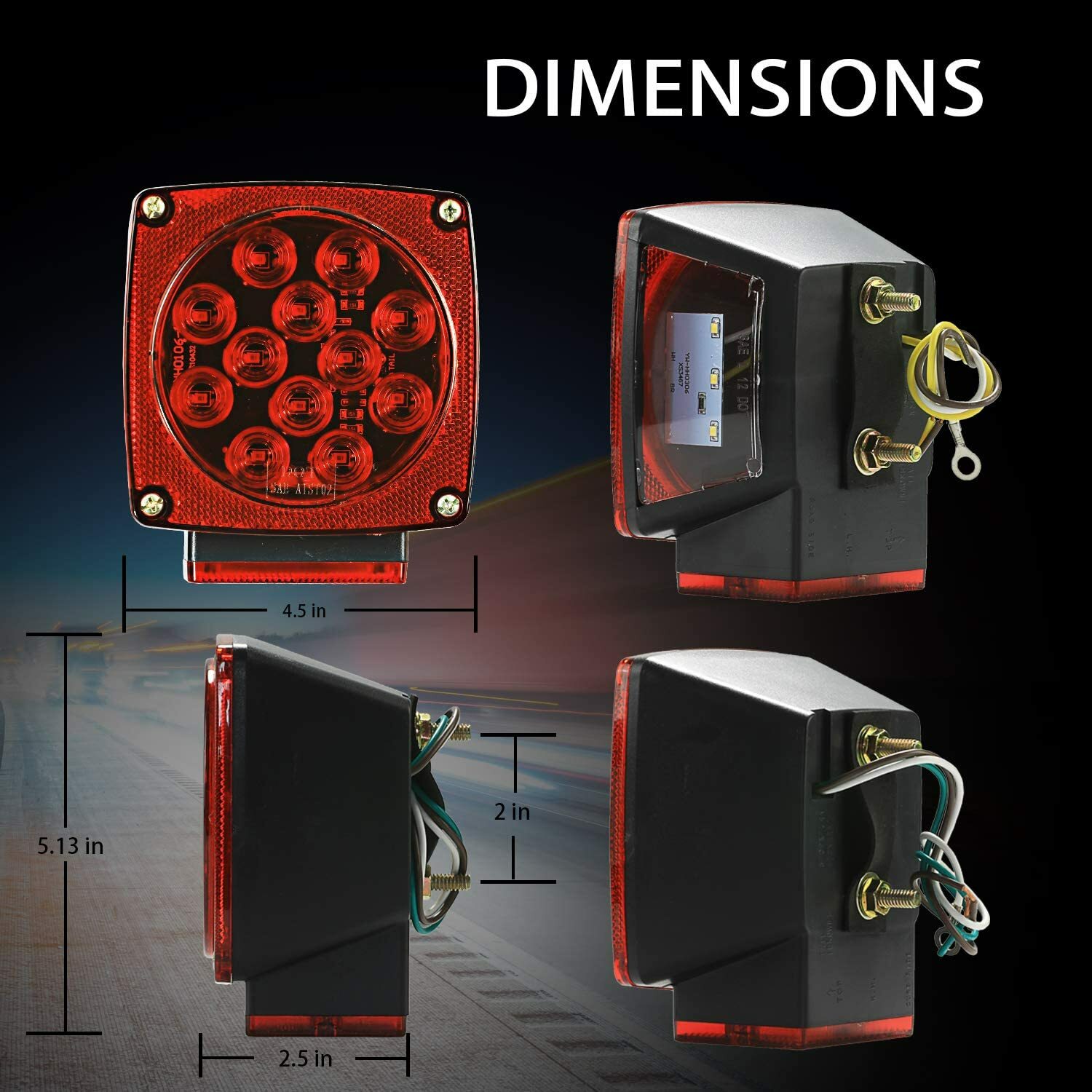 a pair 12V LED Trailer Tail Light Turn/Stop/Signal – Left/Right-DOT Compliant