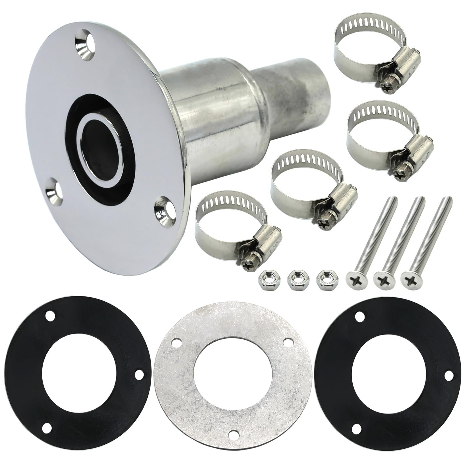 Thru Hull Exhaust Fitting for Diesel Heater, 316 Stainless Steel, 0.94″ Hose Pip