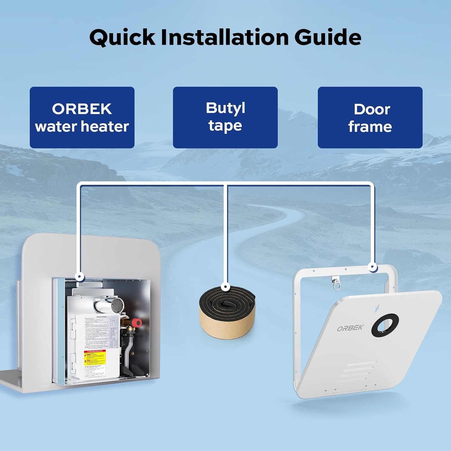 60,000 BTU RV Tankless Water Heater Instant Hot w/ 18”x18” Door + Controller