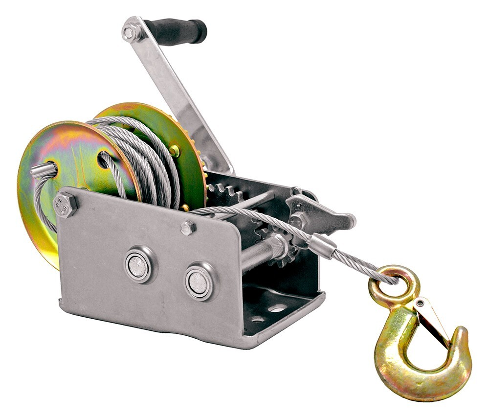 3200lbs Dual Gear Hand Winch Hand Crank Manual Boat ATV RV Trailer 32ft Cable