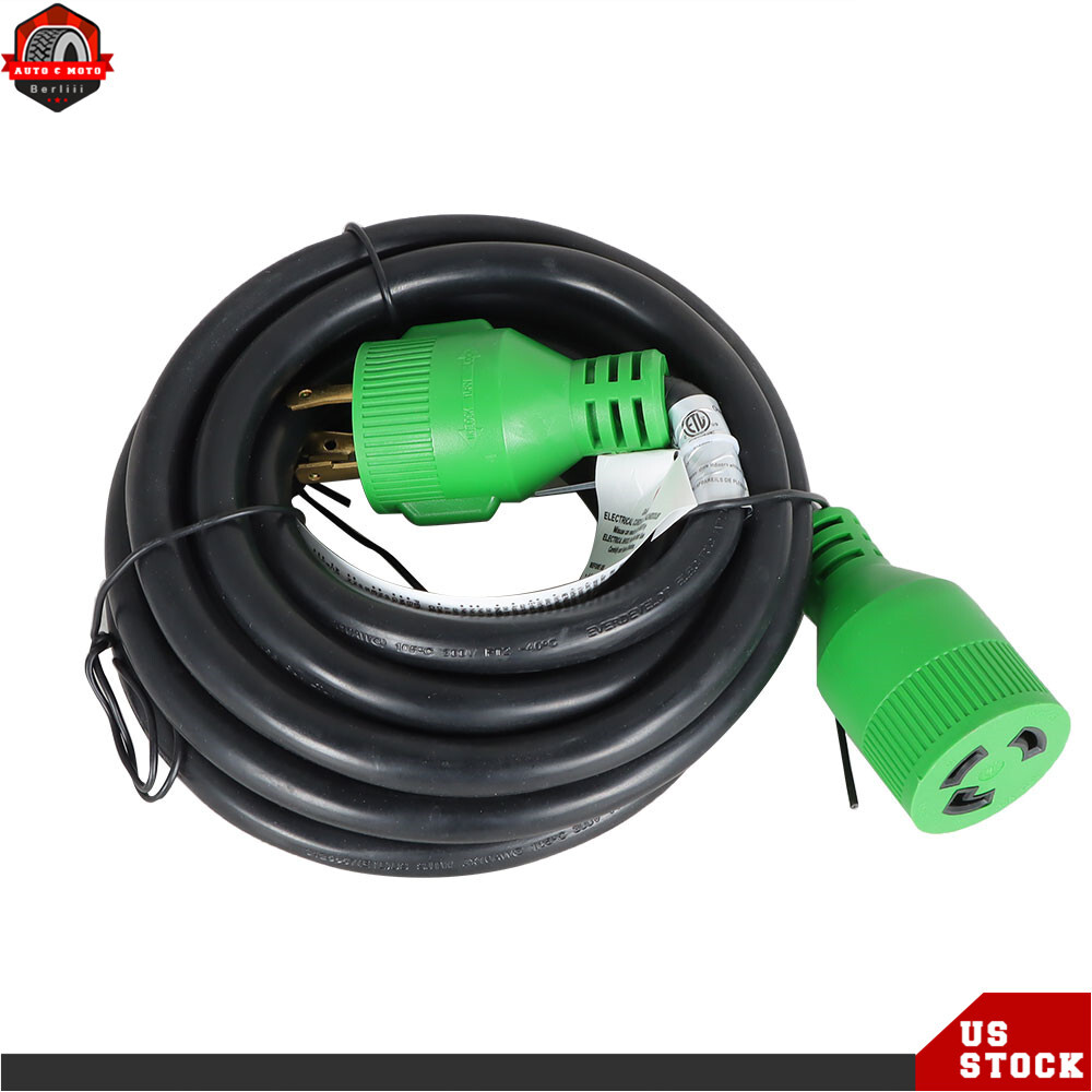3 Prong 30A 10~100FT Generator Extension Cord 125V NEMA L5-30P/L5-30R Twist Lock
