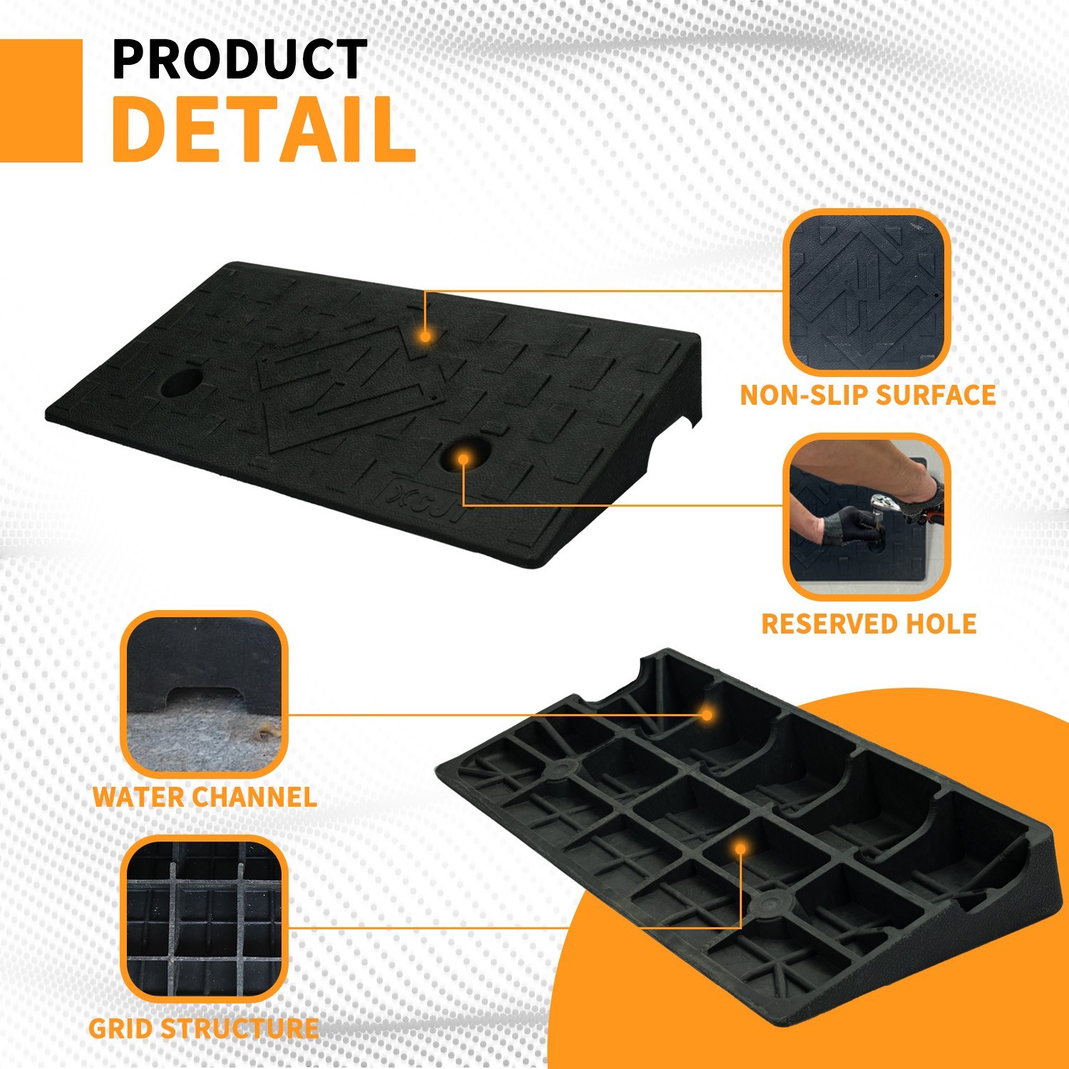 2.8″ Rise 2pack Rubber Curb Ramps for Wheelchair Threshold Driveway Doorway Shed